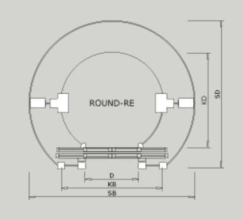 Ronde cabine met rechte deuren